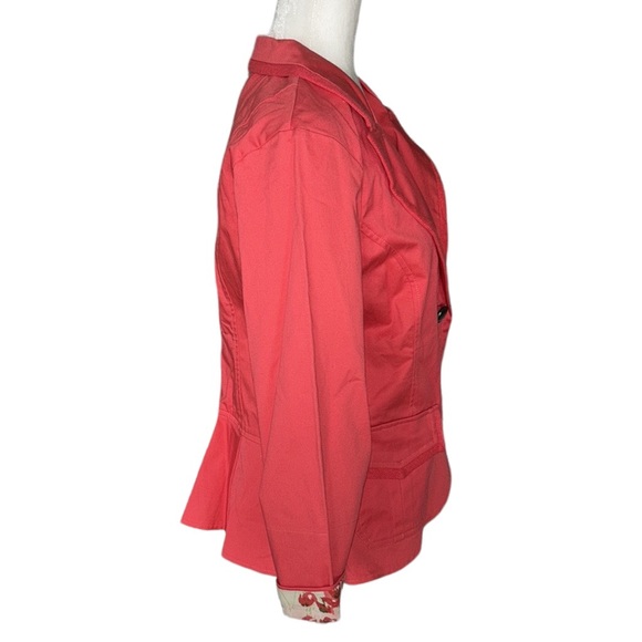 NEW Anthropologie Nick & Mo Coral Fitted Pleated Peplum Back Blazer - M - Picture 4 of 11